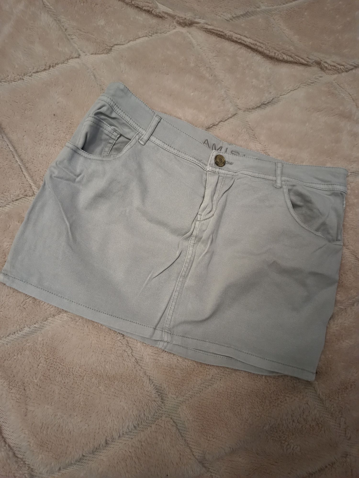 Szara mini spódniczka z zamkami XL
