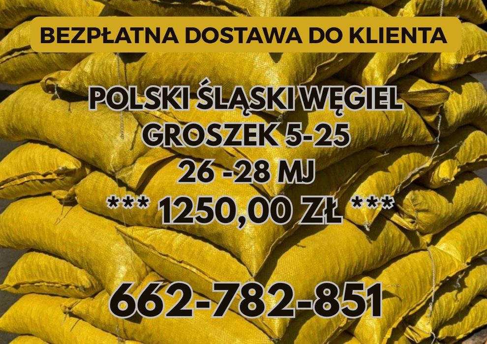 POLSKI WĘGIEL Groszek (5-25) 26-28MJ - Dostawa Gratis PROMNA !
