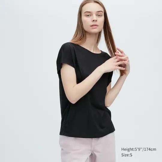 Футболка drape boat neck short sleeve Uniqlo