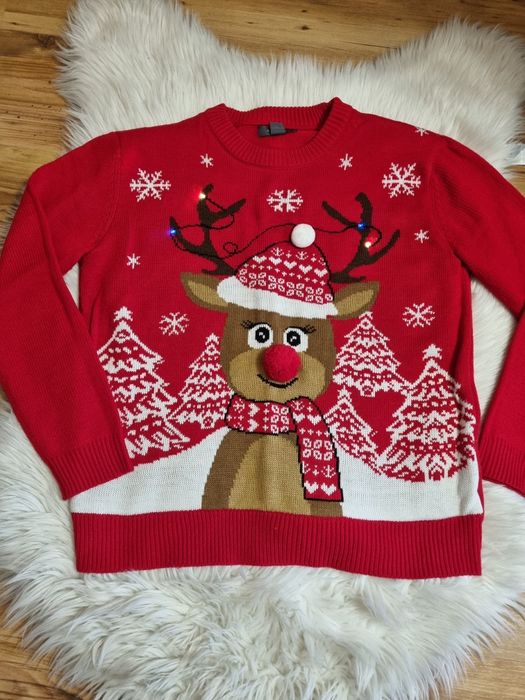 Sweterek swiaczeny renifer świecący L/ XL