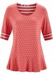 B.P.C Koralowa bluzka w groszki, t-shirt z baskinką 38/40