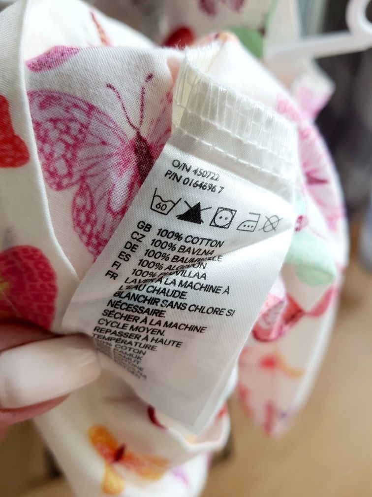 Sukienka w motyle ozdobiona kokardką 100% bawełny wizytowa h&m 74cm