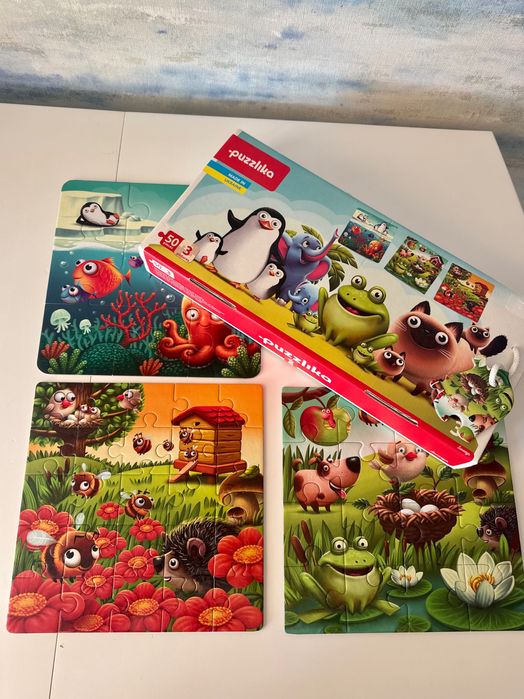 Пазли Улюблені тварини 3 в 1 Puzzlika (стан нових)