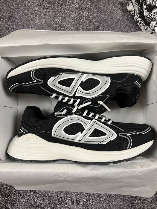 Dior B30 Black White мужские кроссовки новые черные Диор
