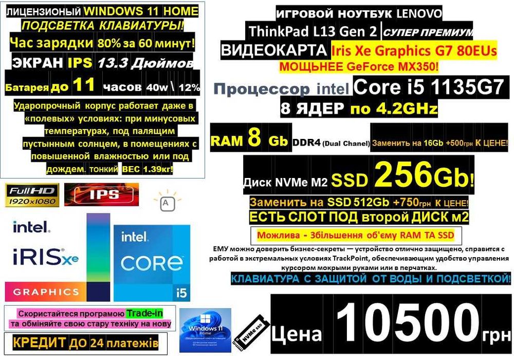 є90 Ноутбуків Trade-in‼️Для Війскових‼️ThinkPad L13/i5 8яд/RAM8/SSD256