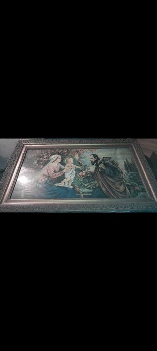 Sprzedam obraz o tematyce religijnej, oprawiony w szkło