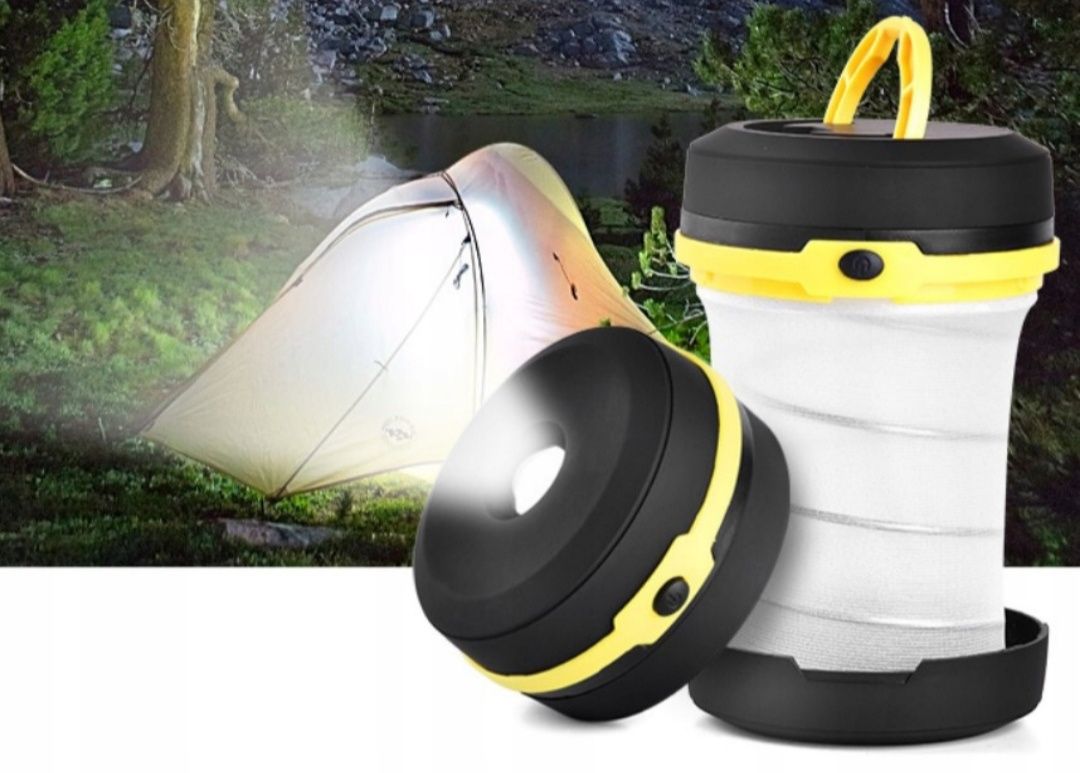 Lampka latarka turystyczna 2w1 LED kempingowa biwakowa na baterie ryby