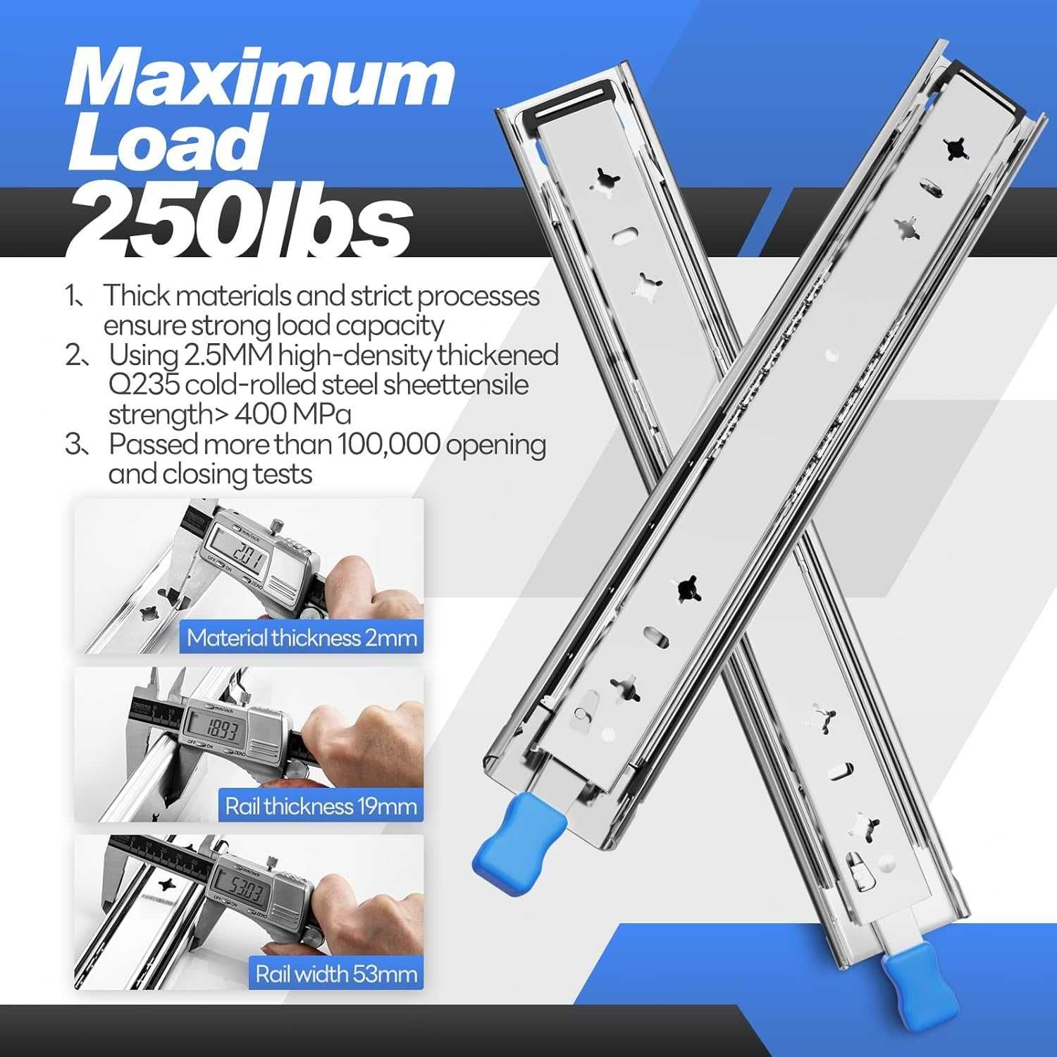 Prowadnice szuflad SHUHANG pełne przedłużenie 950mm udźwig 120kg
