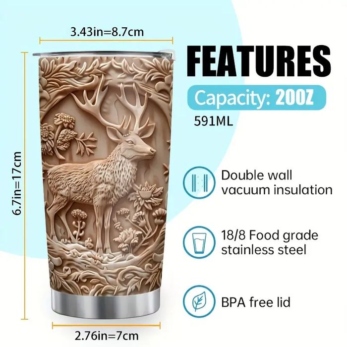 DEMANKE Kubek termiczny do Kawy ze Stali Nierdzewnej  600ml 0,6l