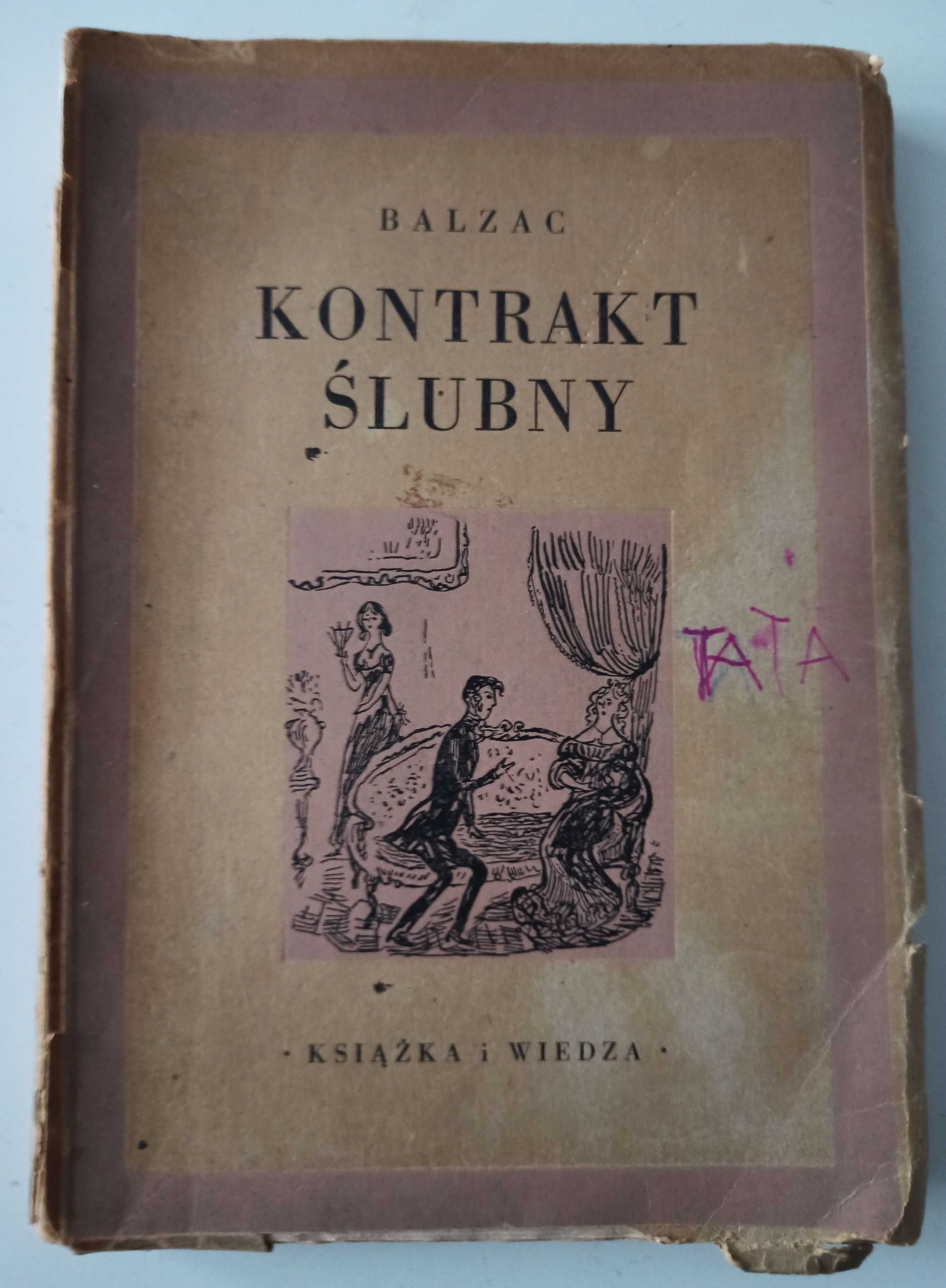 Balzac Kontrakt ślubny 1949 wyd. Książka i Wiedza Warszawa