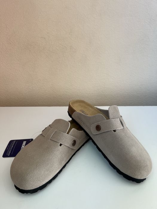Birkenstock Boston сірі, розмір 36 (замшеві шльопанці)