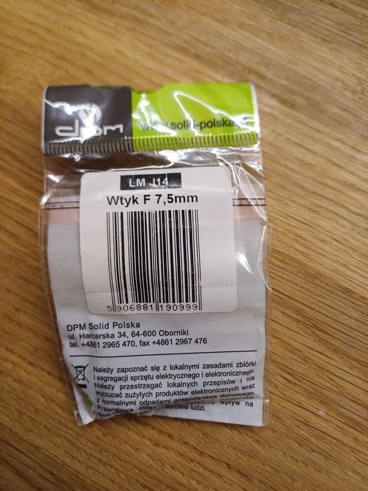 wtyk antenowy typu F 7,5mm