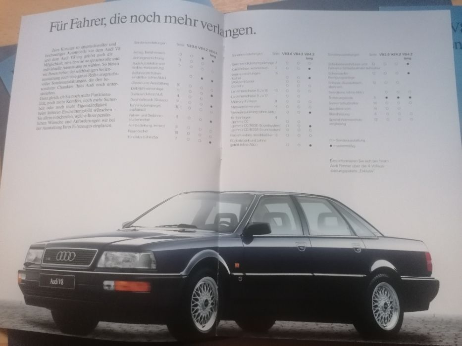 Prospekt Audi V8 3,6, V8 4,2 V8 4,2 lang Teczka -RAR-