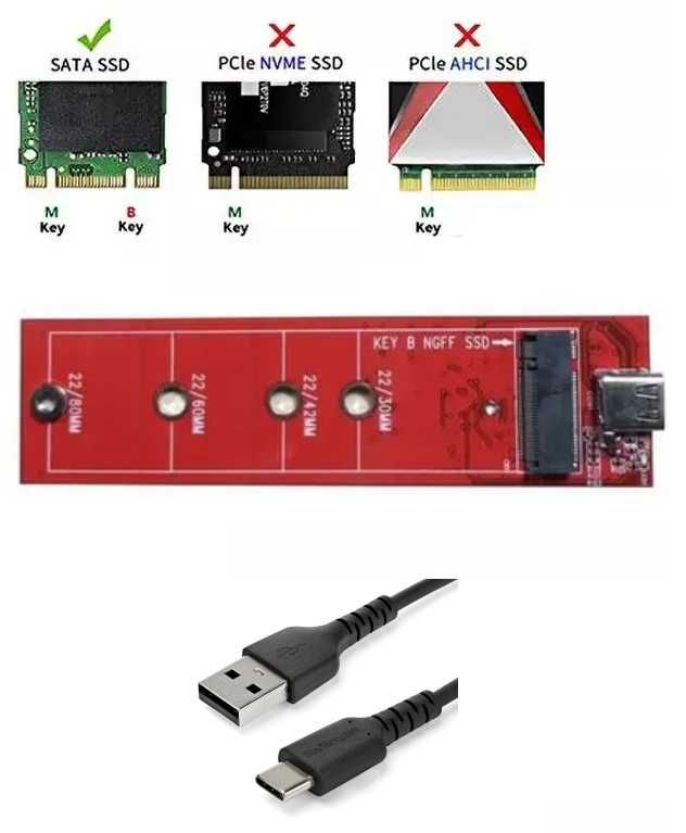 Adaptador Disco Sata M2 SSD para USB em excelente estado