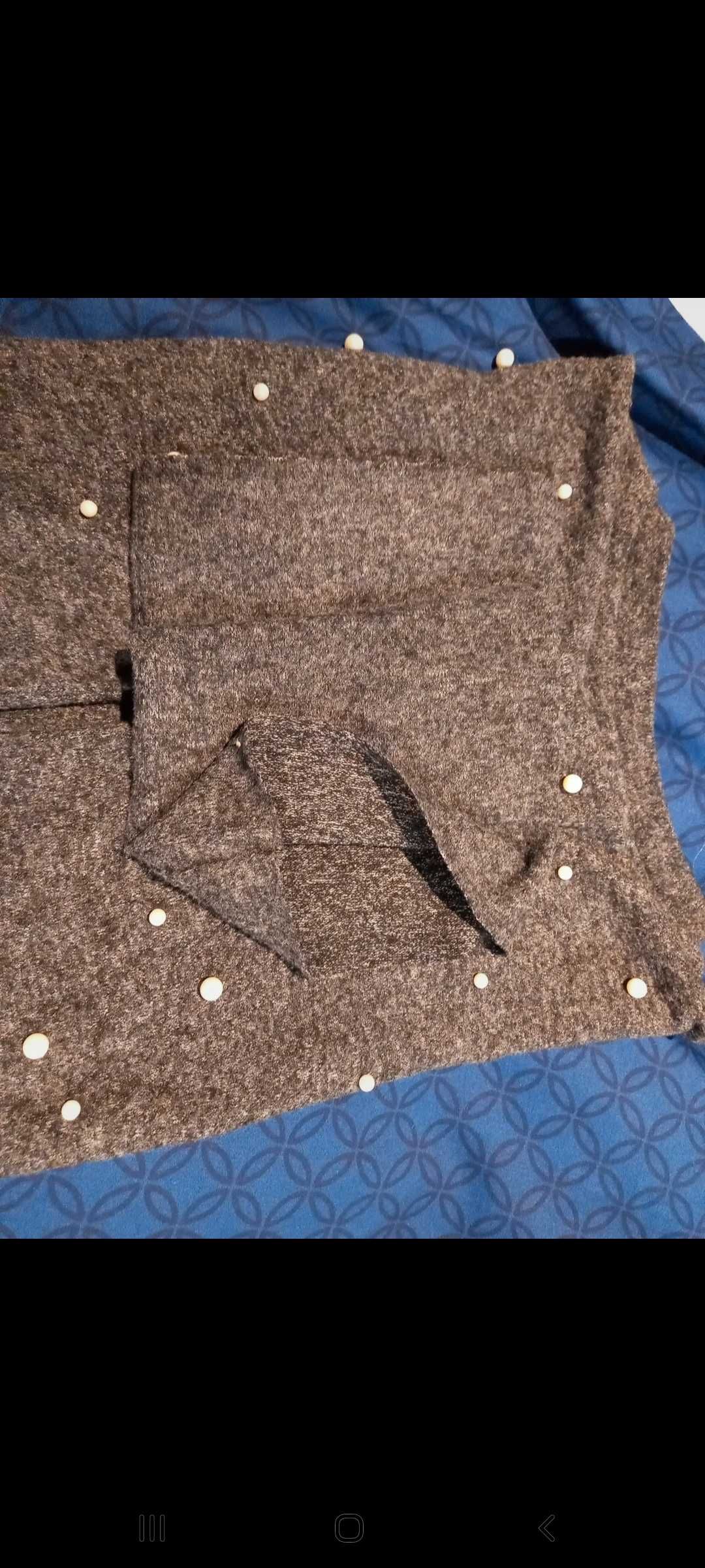 Camisola Cinzenta de malha com pérolas incrustadas - S - Zara