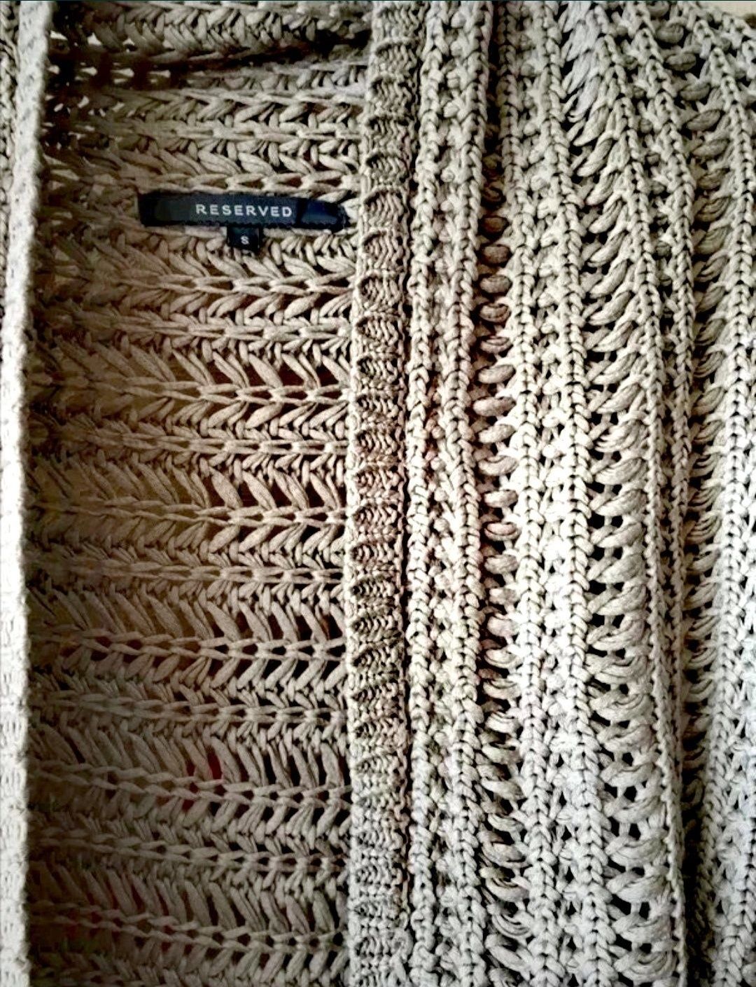 RESERVED sweter narzutka wiązany z paskiem, water fall NOWY! s / xs