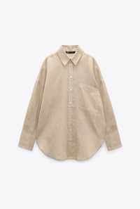 Рубашка лляна Zara L XL льон сорочка