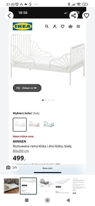 Łóżko rosnące z dzieckiem IKEA MINNEN + materac INNERLING