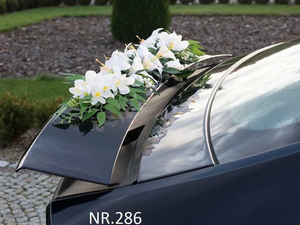 LILIOWA dekoracja na samochód do ślubu.Piękna Ozdoba 286