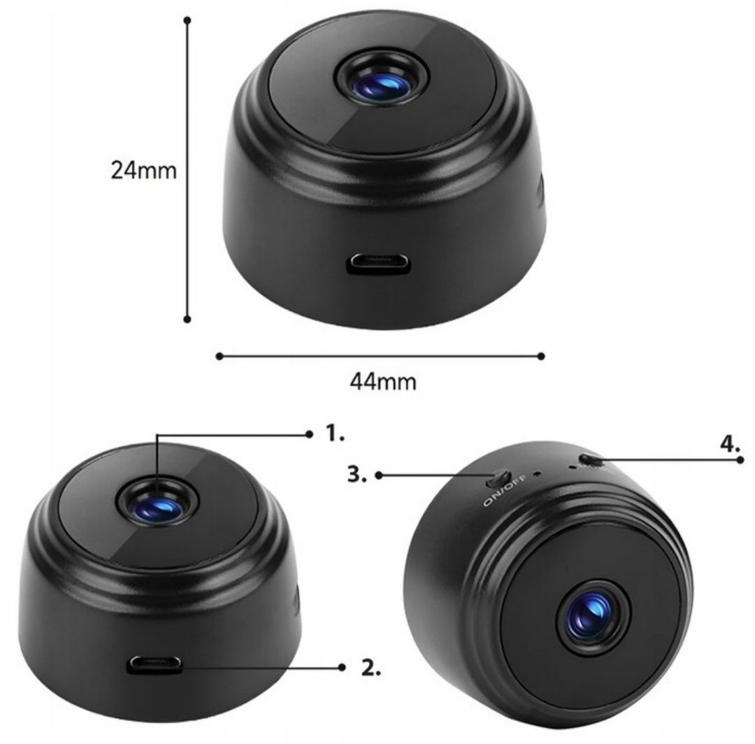 Kamera szpiegowska bezprzewodowa mini FULL HD 1080P ukryta Wi-Fi SD
