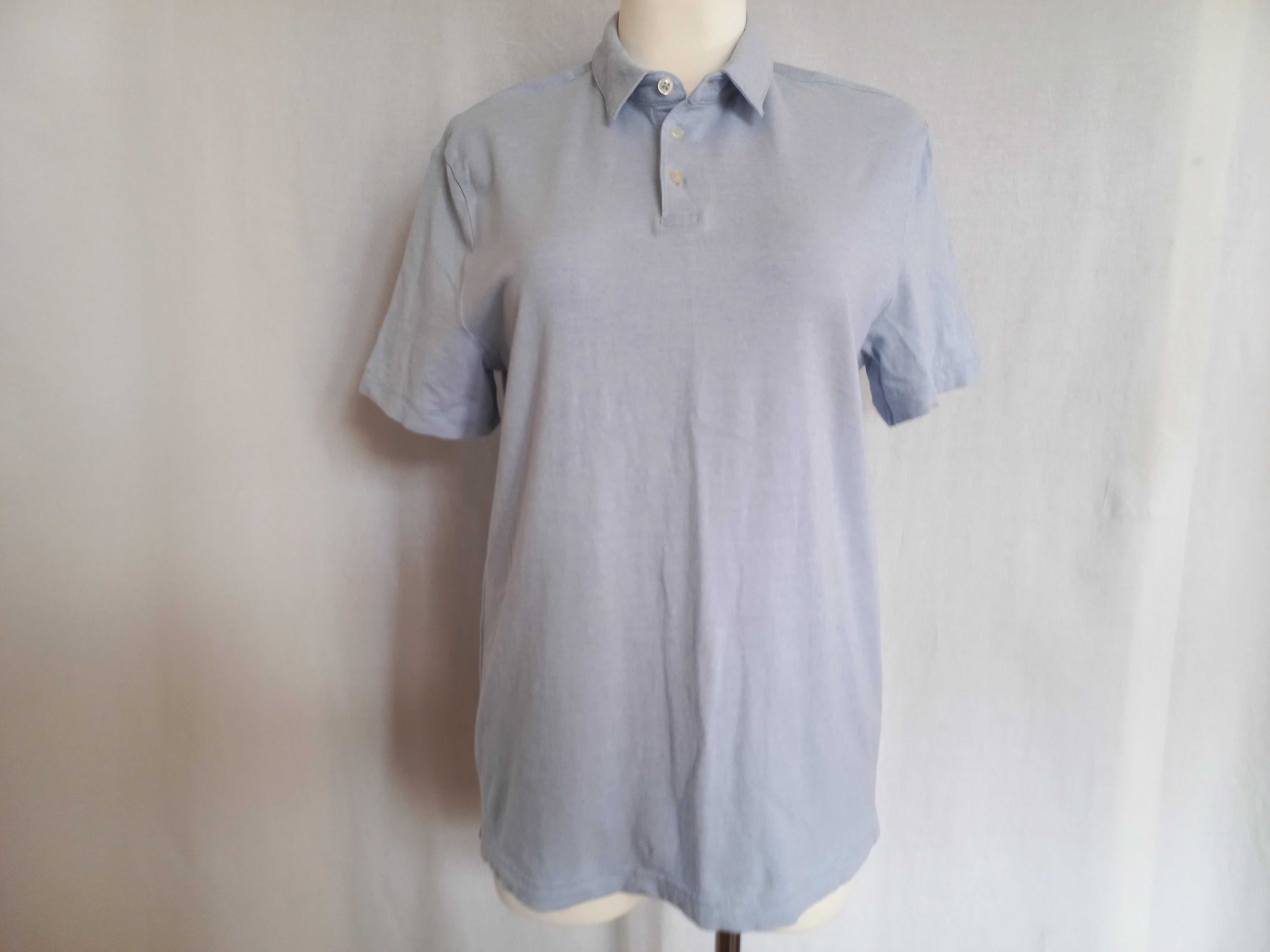 koszulka POLO niebieski melanż r. M Slim Fit H&M unisex NOWA