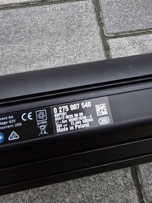 Bateria Akumulator BOSCH POWERTUBE 500Wh pionowa 25 cykli 93% sprawnoś