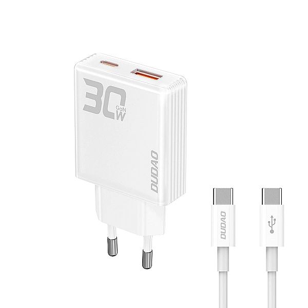 Ładowarka sieciowa GaN Dudao A30EUT 30W USB-A / USB-C + kabel USB-C -