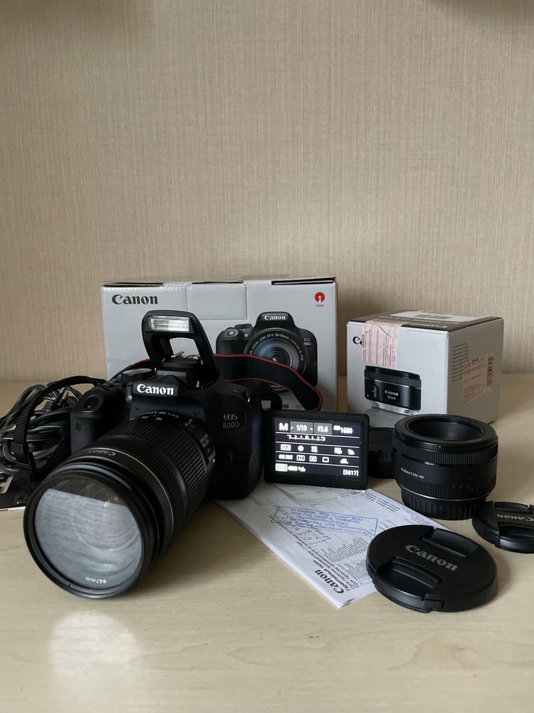 CANON 800D + 18-135mm + 55mm 1.8f + SD 64GB + ORIGINAL BOX