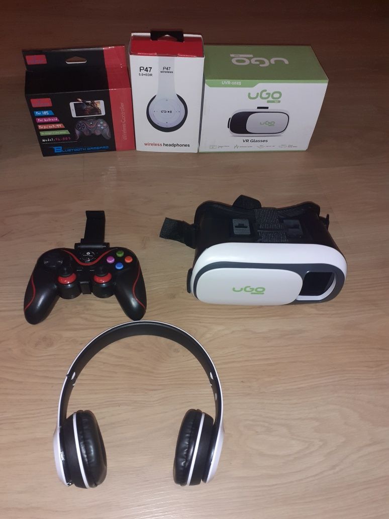 Okulary VR+gamepad+słuchawki