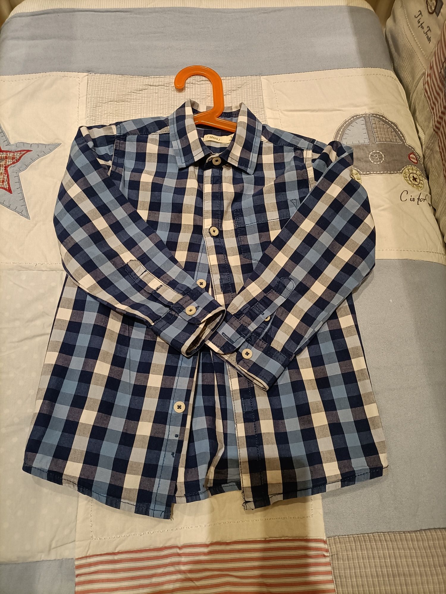 Camisa menino 5-6 anos da Sfera/el corte inglês em xadrez azul