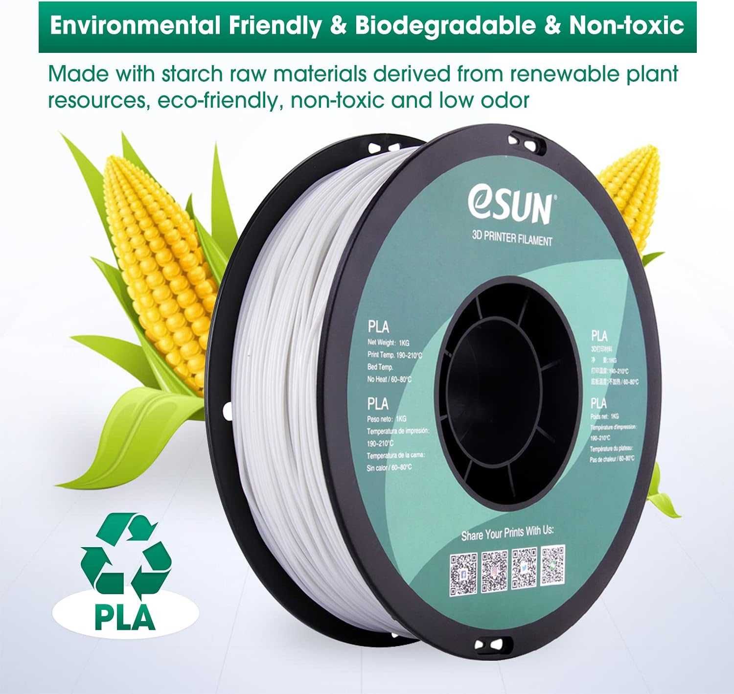 eSUN Filament do Drukarek 3D, Swiecący w Ciemności  1.75mm 0.85kg