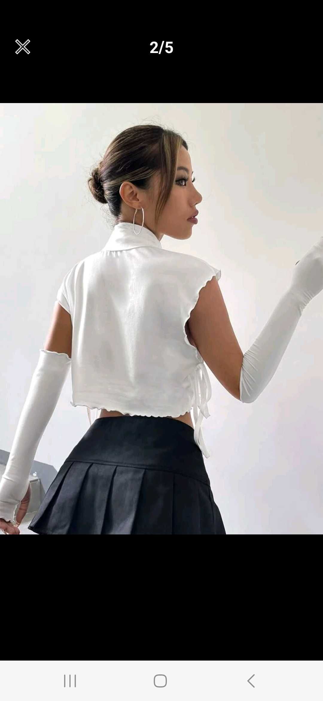Nowa biała bluzka damska z długim rękawem crop top biały 34 xs