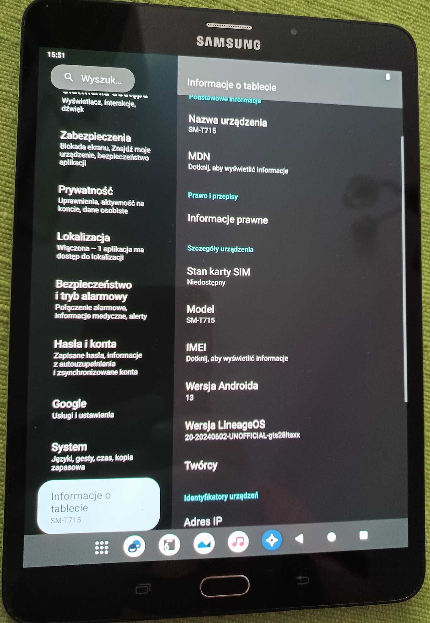 Tablet Samsung Galaxy Tab S2 8.0 LTE SM-T715 Android 13 jedyny