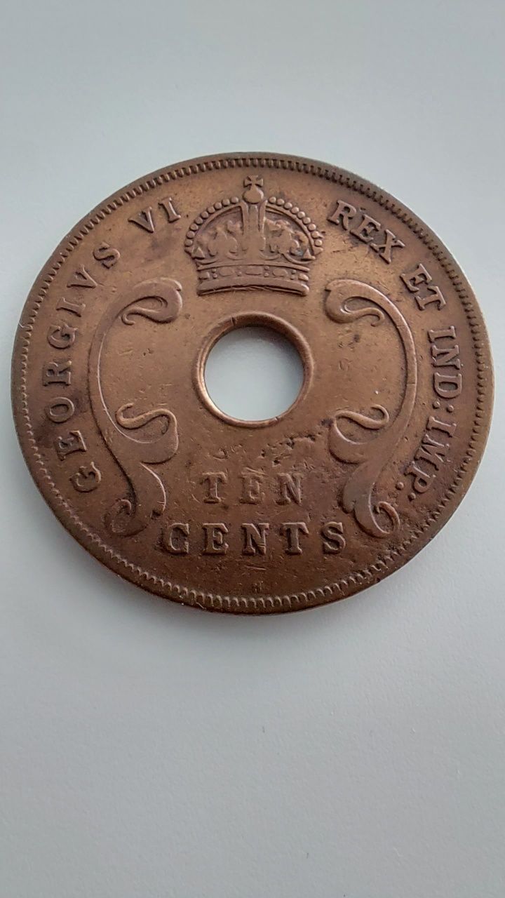 1937 East Africa ten Cents - Georgivs VI moneta numizmatyka