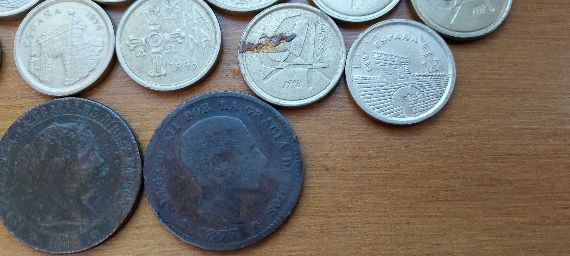 Lote de 18 moedas Espanha de 1867 até 1998