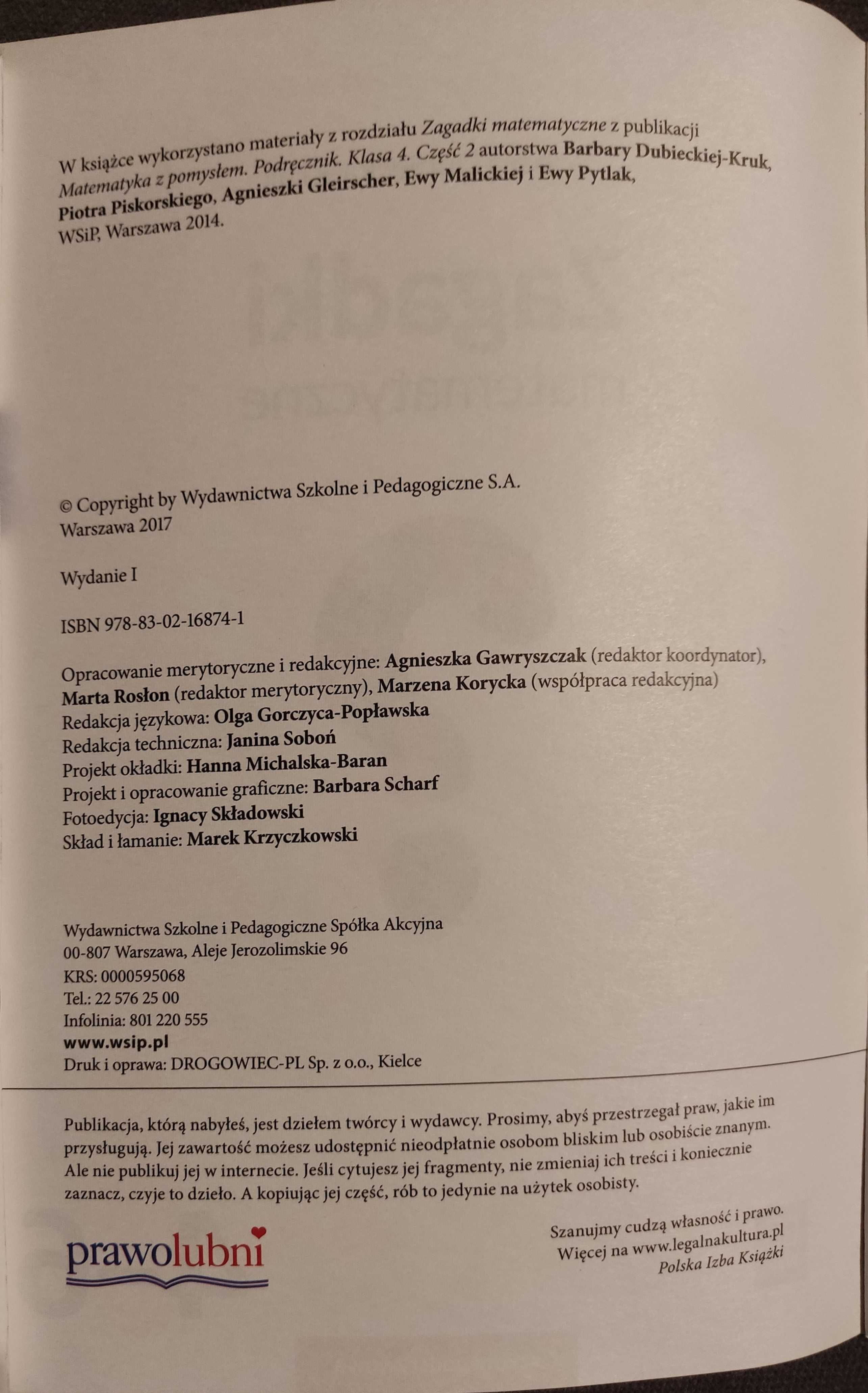 Zagadki matematyczne. Klasy 4-6. WSIP