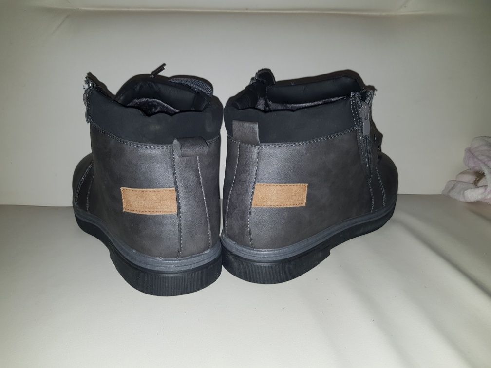 Зимние мужские ботинки с мехом серого цвета 46 размер стелька 30.5