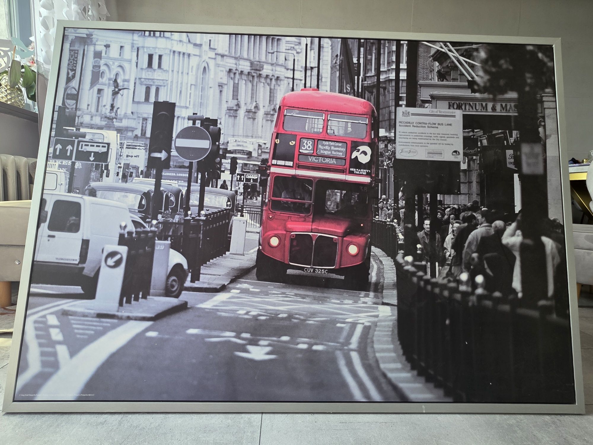 Obraz 1,40 x 1,00 m IKEA autobus Londyn UK Wielka Brytania szaro czerw
