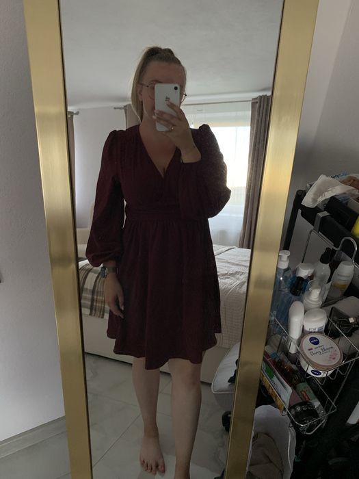 Bordowa sukienka, rozmiar M, shein