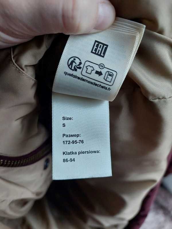 Wrangler kurtka zimowa długa pikowana burgundowa brązowa 36 S