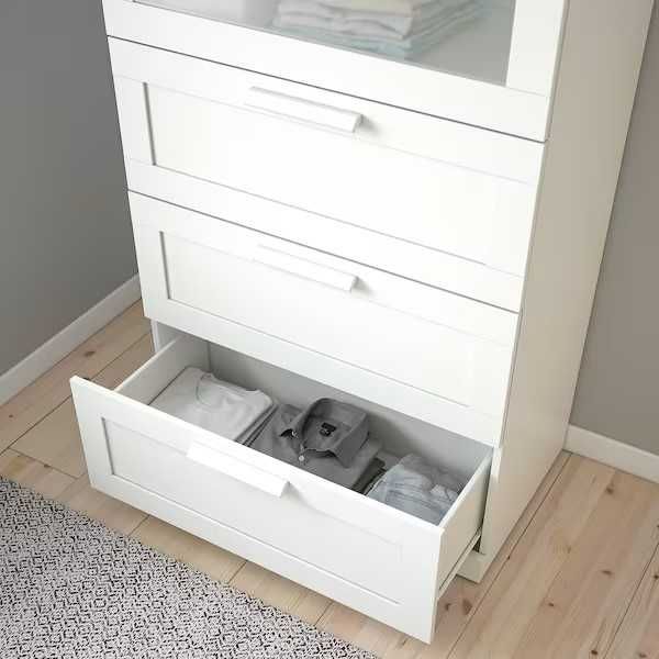 BRIMNES Komoda, Ikea 4 szuflady, biały/szkło  78x124  Nowa w kartonach