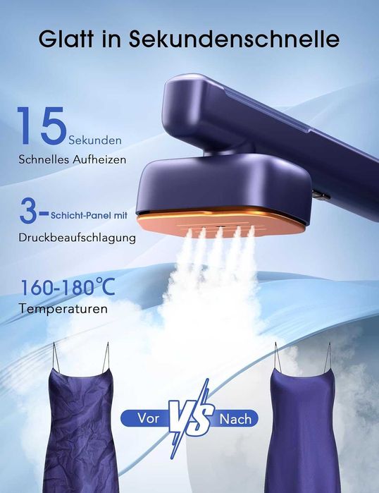 Parownica parowa żelazko 2w1 szybkie nagrzewanie 110-240V ekran LED