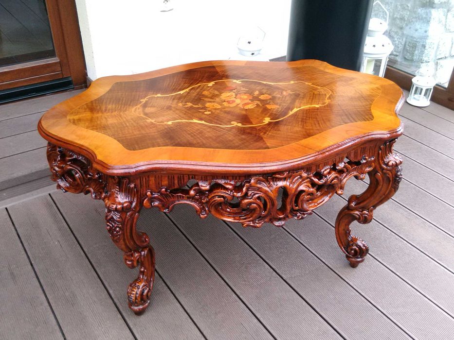 Stolik Barokowy Rzeźbiony Antyk