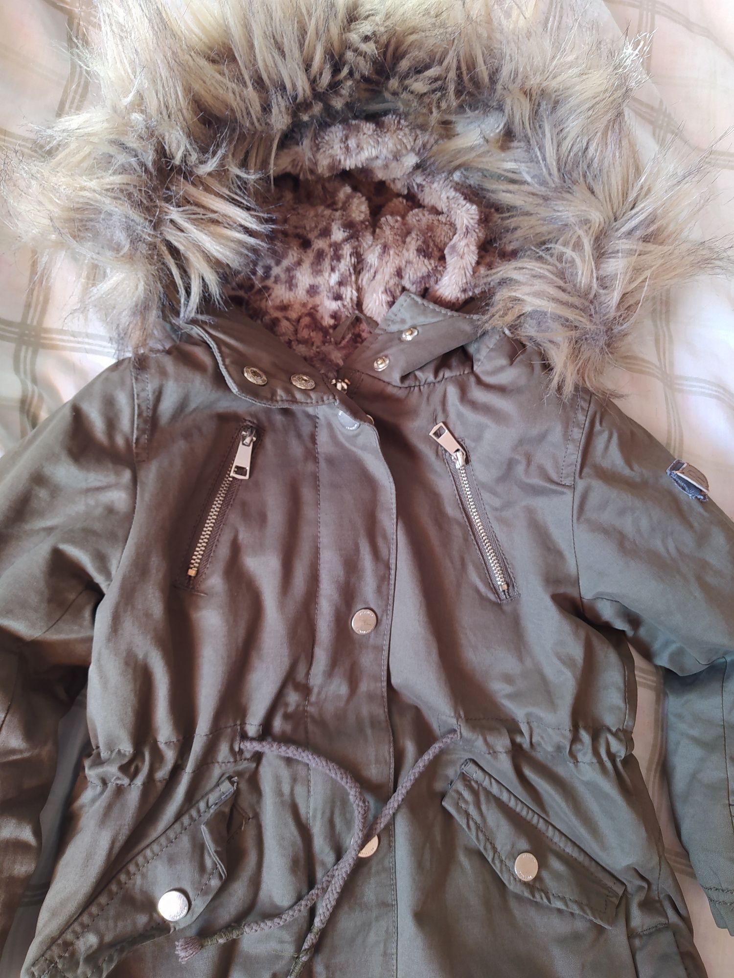 Kurtka parka dziewczęca khaki 104cm