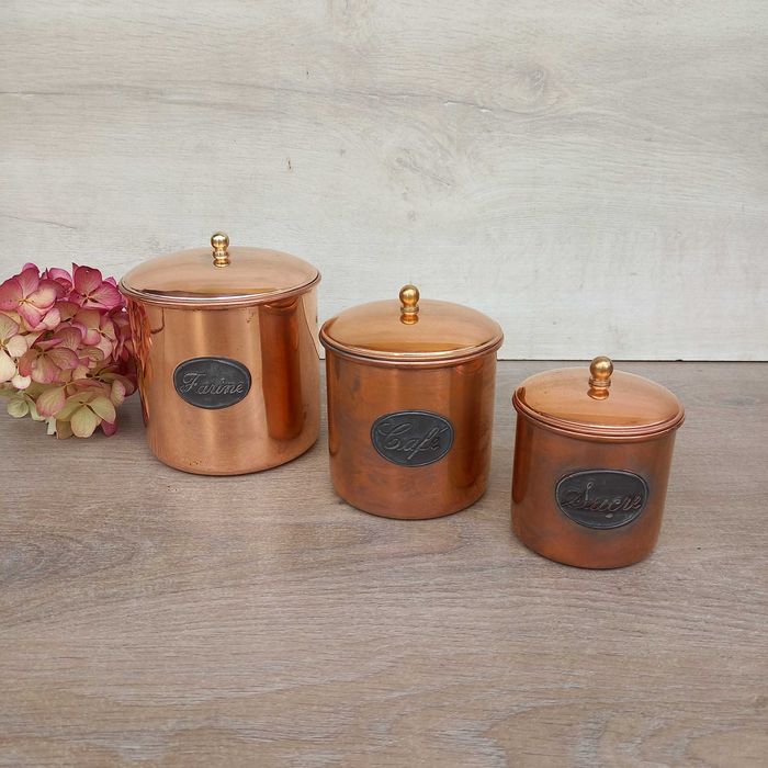 Miedziany pojemnik kuchenny - komplet 3szt - miedziana kolekcja