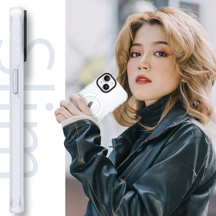 Etui Iphone 13 Iphone 14 Półprzeźroczyste Białe Case Obudowa Magsafe