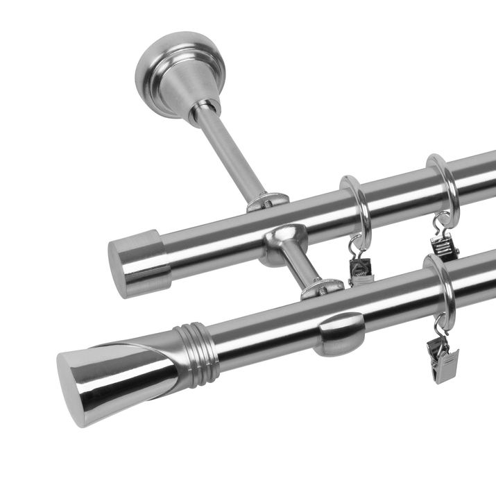 Nowy podwójny karnisz okienny, 180 cm fi 19 ciche kółka