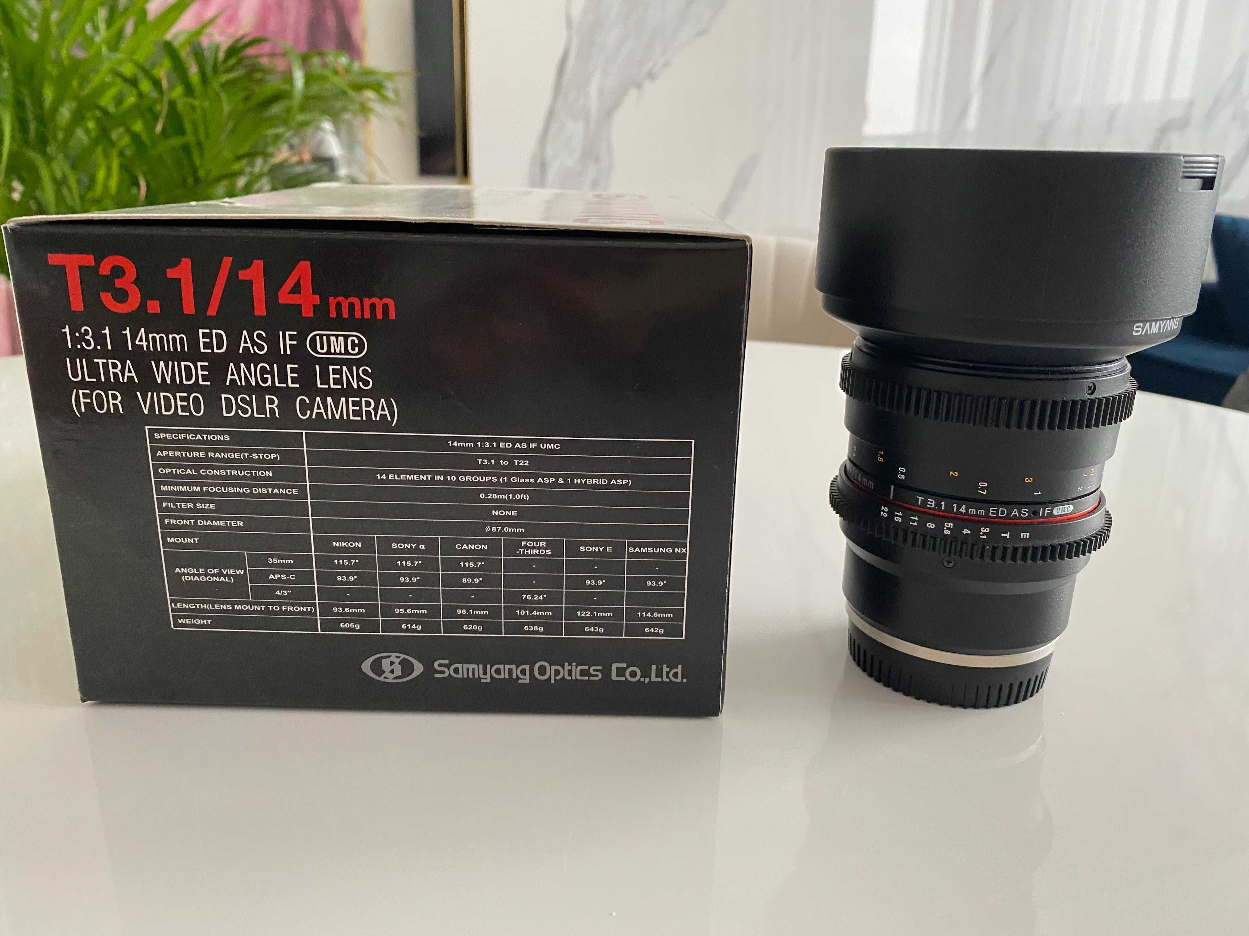 [do SONY] SAMYANG ultra wide for dslr camera T3.1 14 mm ED AS IF UMC