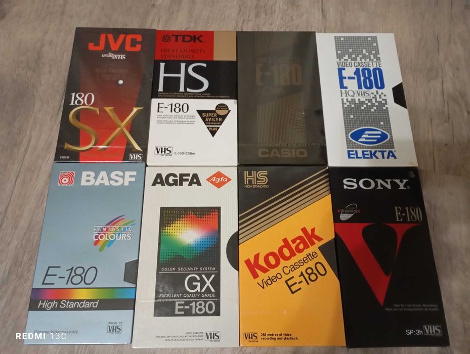 Видеокассеты новые Kodak, Agfa, Basf, JVC, Sony, Casio, TDK