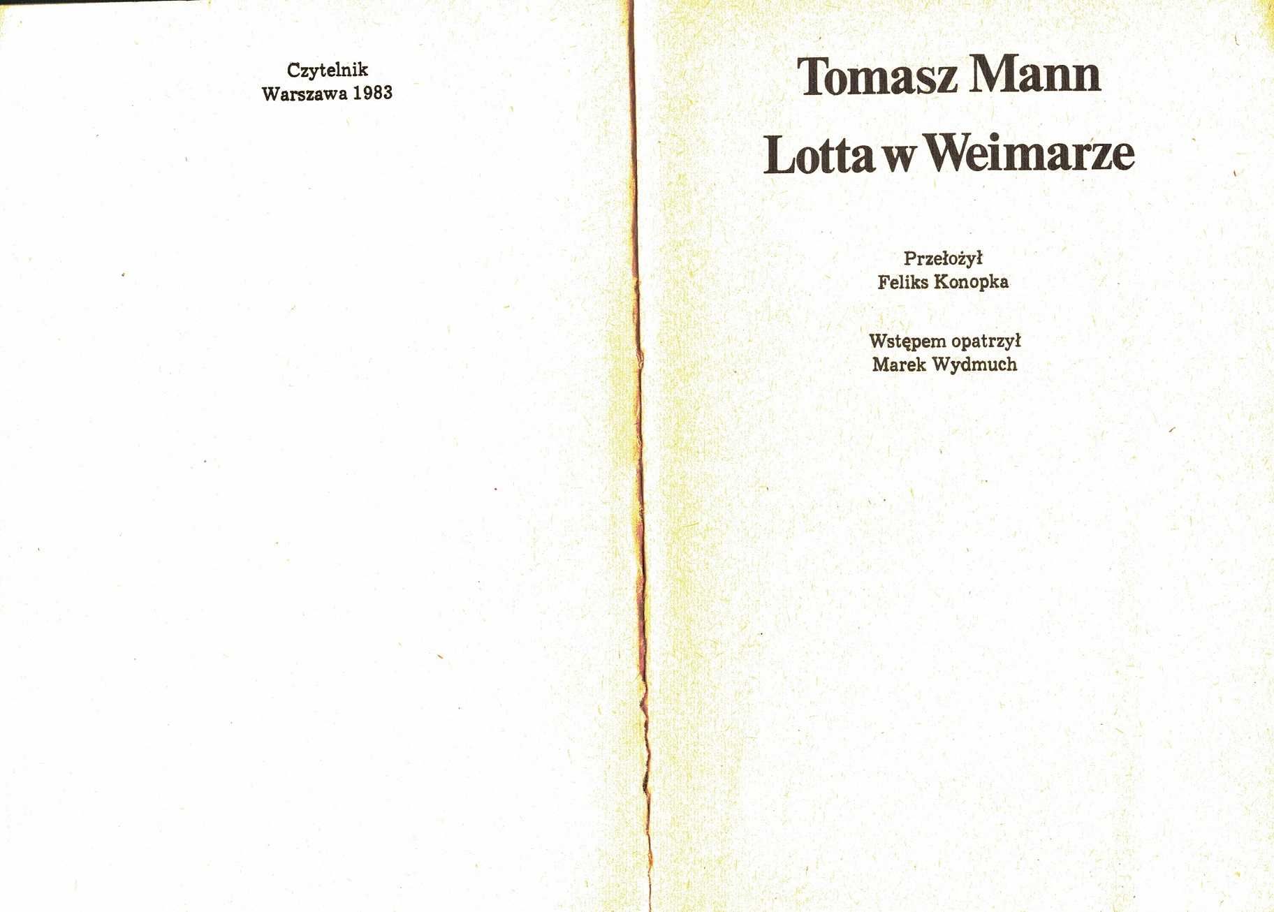 Lotta w Weimarze Tomasz Man